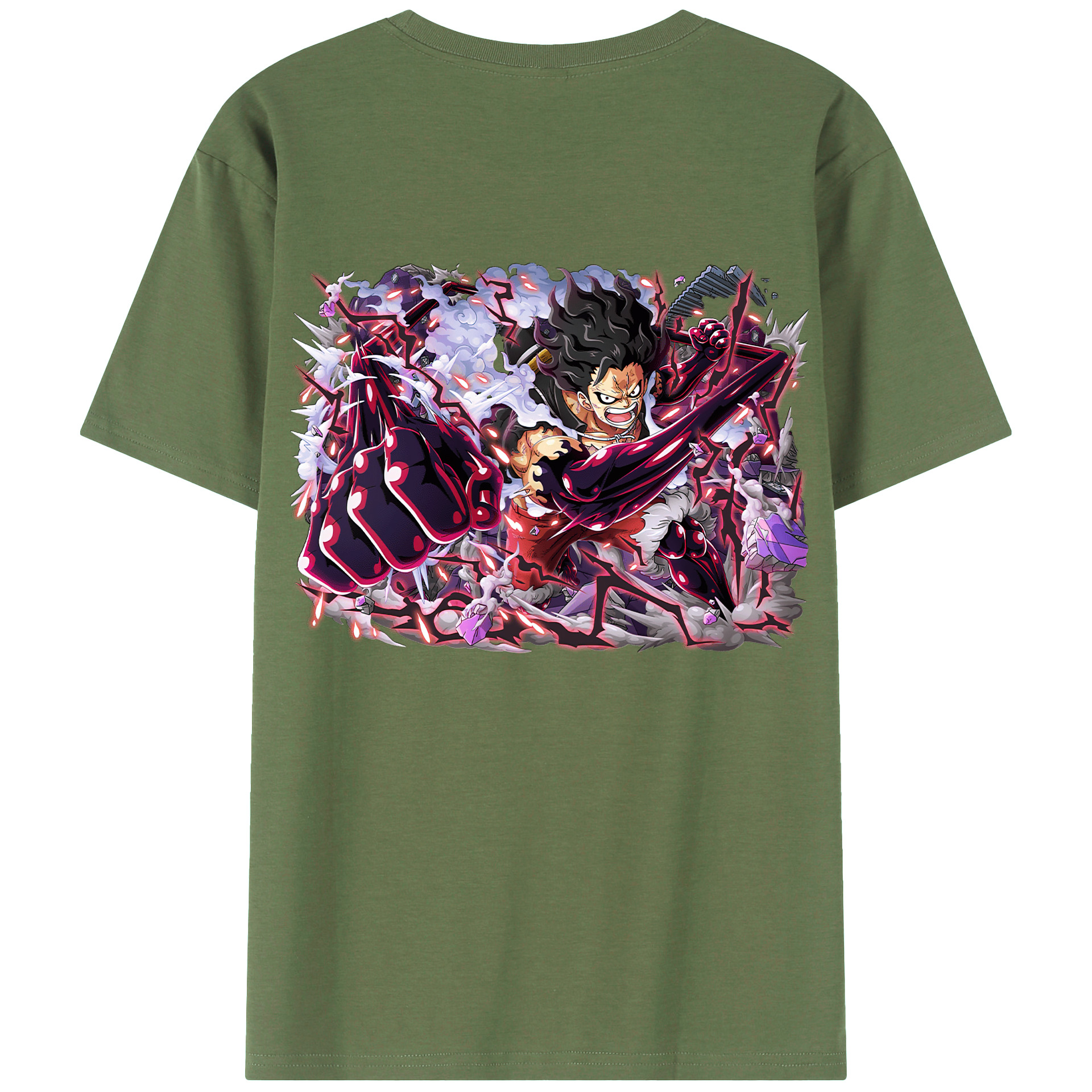 ワンピース モンキー・D・ルフィ ONE PIECE Monkey D. Luffy 綿100％ メンズ半袖Tシャツ（バックプリント） 通気性